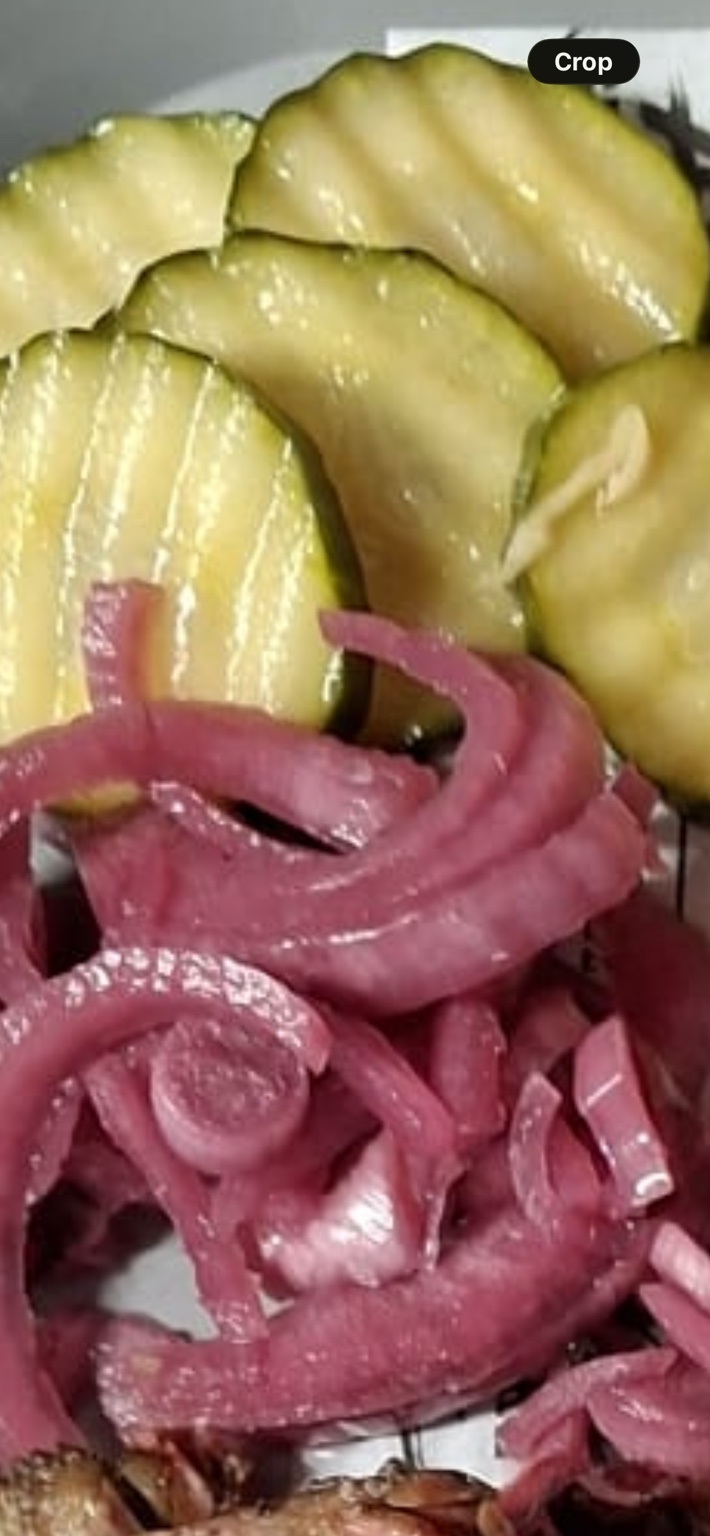 Our house pickled cucumber and red onions